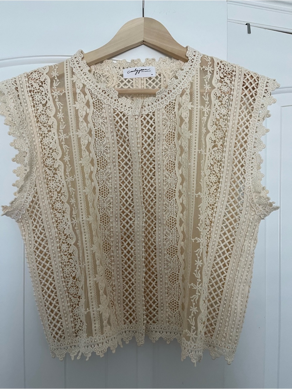 Carly Jean Los Angeles Cream Anne lace top.